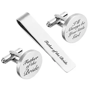 ZUNON 'I'll Always Be Your Little Girl' Father of the Bride cufflinks and tie clip