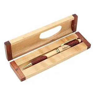 Personalized maple and rosewood pen set in gift box