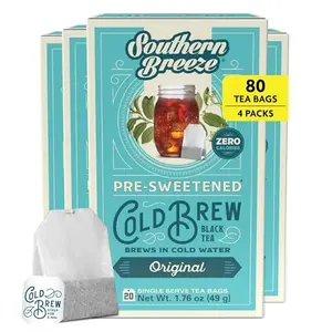 Southern Breeze Cold Brew Sweet Tea Original tea bags in a glass of iced tea