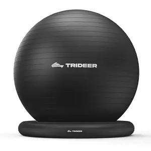 Trideer black exercise ball with stability ring base for office and ab work