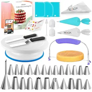 RFAQK cake decorating kit with turntable, 24 tips, spatulas, and piping bags