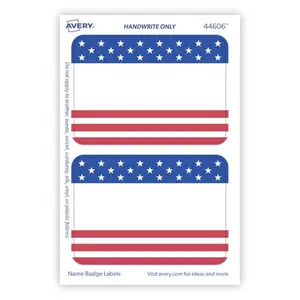 Avery American flag name tags with no-lift adhesive for folders and events