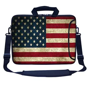 USA flag neoprene laptop sleeve with shoulder strap