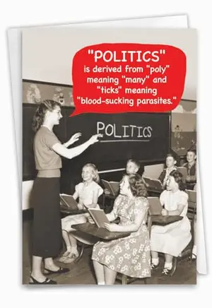 NobleWorks funny political birthday card with definition of politics joke