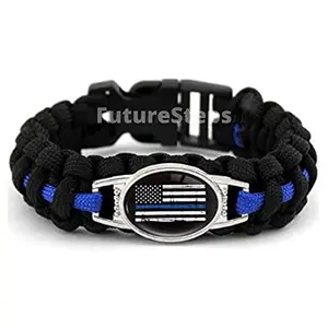 Thin blue line paracord survival bracelet