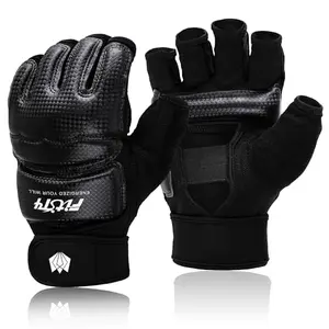 FitsT4 Sports half mitts with wrist wraps and open palm for MMA training