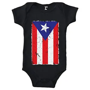 Tcombo black onesie with distressed Puerto Rico flag design