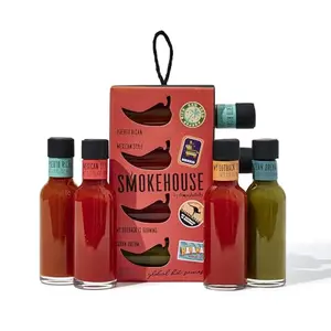 Thoughtfully Global Hot Sauce Gift Set four 1.6oz bottles inspired by Puerto Rico, Cuba, Mexico, and Australia