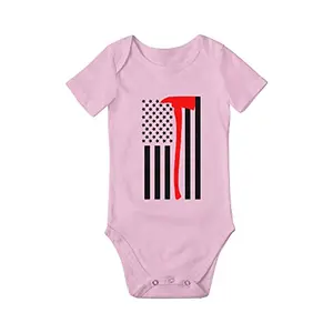 MOCSONE Firefighter Axe Red Line Flag Romper on baby
