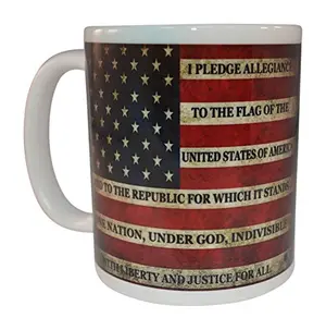 Rogue River Tactical coffee mug with USA flag and Pledge of Allegiance printed on both sides