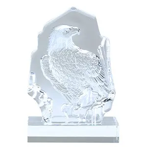 Glass eagle trophy with high relief sculpted eagle, customizable engraving
