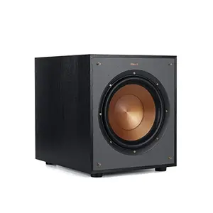 Klipsch R-100SW subwoofer front view with spun-copper woofer