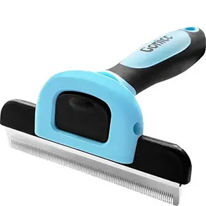 Gonicc blue deshedding comb with easy-clean button