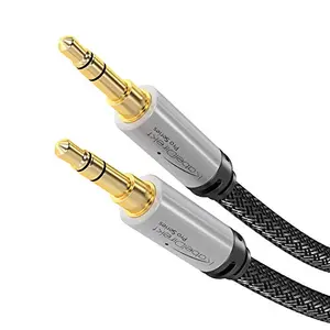 KabelDirekt 3.5mm aux cord with gold-plated connectors and nylon braiding