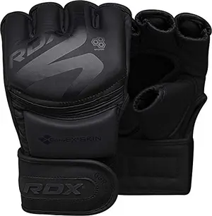 RDX MMA Gloves with real leather and open palm design for cage fighting