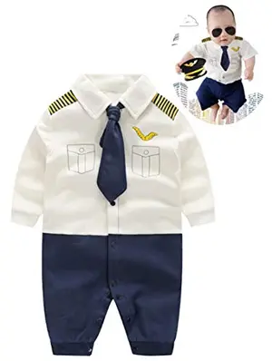 FANCYBABY Baby Pilot Boys Halloween Uniform Cosplay Romper Costume Outfit