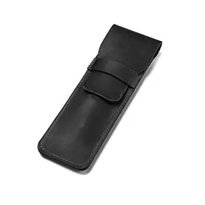 Daimay leather pen case in black with multiple pens inside