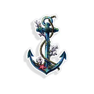 215 Decals anchor and starfish vinyl sticker with coral details