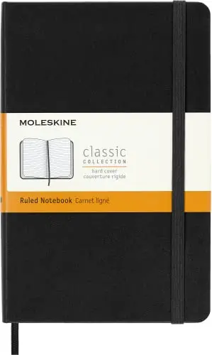 Moleskine Classic Notebook, Hard Cover, Medium, Ruled, Black