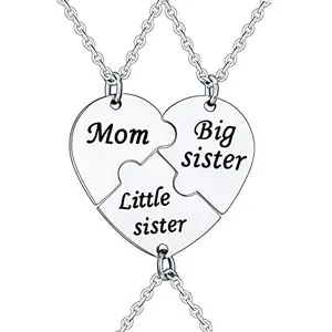 YEEQIN 3-piece matching heart pendant necklace set for mom and daughters