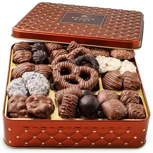 Bonnie & Pop chocolate gift basket with 15 assorted chocolates in reusable tin