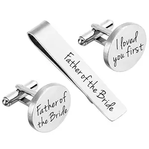ZUNON Father of the Bride cufflinks and tie bar set for stepfather