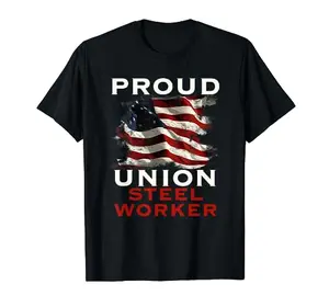 Union Member American Flag Steel Worker patriotic distressed t-shirt