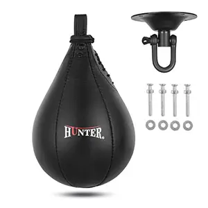 Black leather speed bag with included swivel