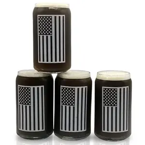 American flag can-shaped pint glasses set of 4