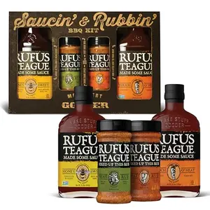 Rufus Teague Saucin' & Rubbin' 4‑piece gift box with two sauces and two rubs