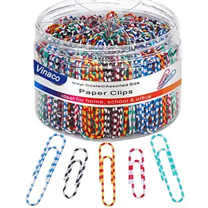 Vinaco striped paper clips in assorted colors, medium and large sizes