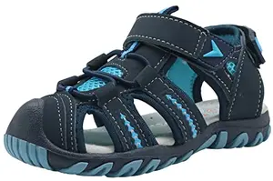 Apakowa kids soft sole closed toe beach sandals blue