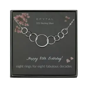 EFYTAL eight circle sterling silver necklace for 80th birthday