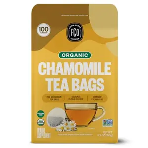 FGO Organic Chamomile Tea 100 eco-conscious tea bags in resealable bag
