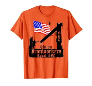 Union Ironworkers Local 580 NYC American flag t-shirt for ironworkers