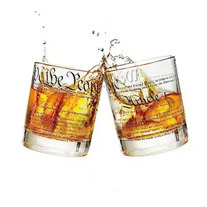 Greenline Goods Constitution rocks glasses set of two with US Constitution text