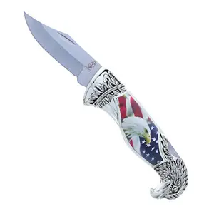 ASR OUTDOOR bald eagle American flag pocket knife with lockback mechanism