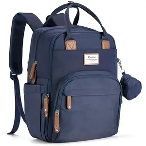 RUVALINO navy blue diaper bag backpack with wide opening