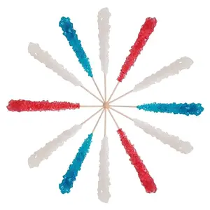 Fun Express red, white, and blue rock candy sticks in a 12-pack
