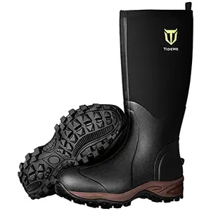 TIDEWE black neoprene waterproof work boot for cold weather farm chores
