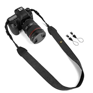 WANBY black canvas camera strap with quick release buckles