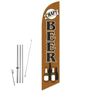 Craft Beer brown feather flag with pole and ground spike