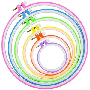 Colorful Similane plastic embroidery hoops in six sizes, perfect for patriotic craft projects