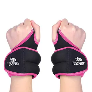 Comfecto pink wrist weights with thumb lock and wide velcro strap