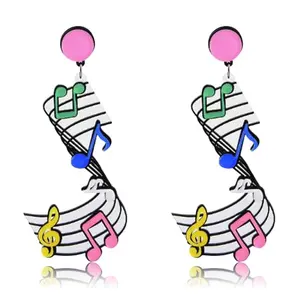 Silver music note dangle earrings for music lovers