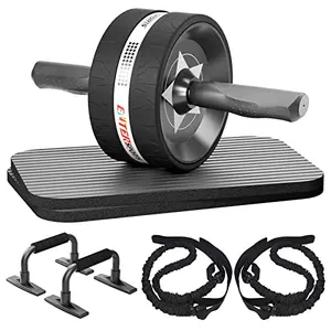 EnterSports ab roller wheel kit with push up bars, resistance bands, and knee mat