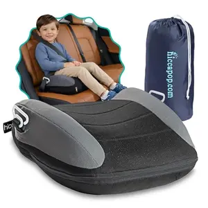 Hiccapop UberBoost inflatable car booster seat for travel, black and gray