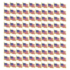 Bulk pack of 100 waving American flag lapel pins for history teachers to distribute at events