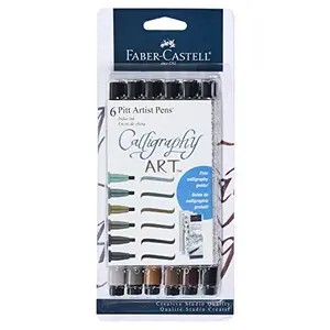 Faber-Castell Pitt Artist Pen calligraphy set with six subtle-toned pens