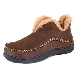 Wishcotton moccasin bootie slippers with plush lining and high back in coffee color